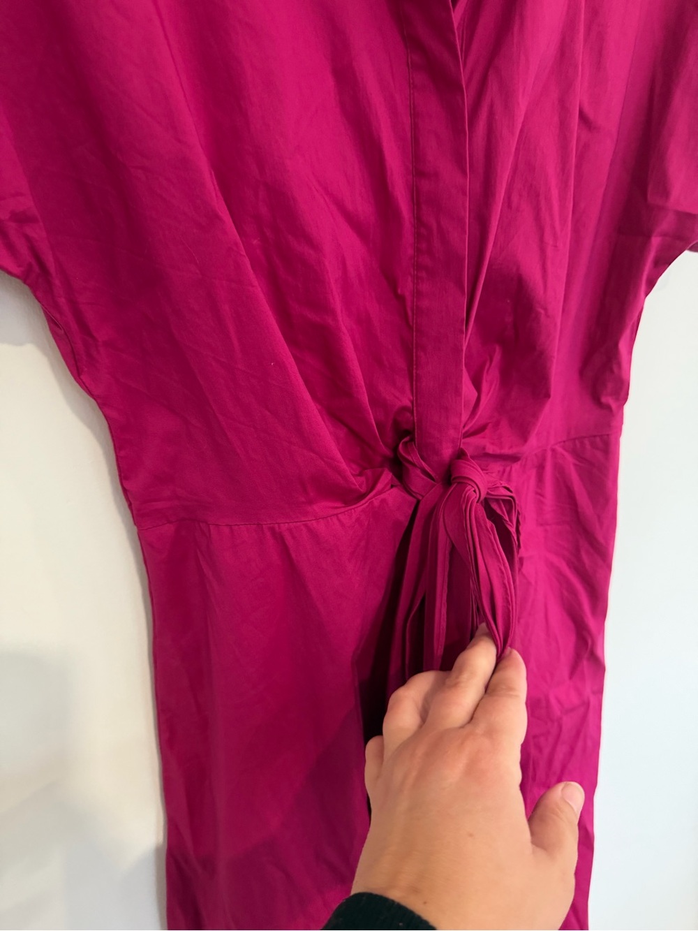 Lauren Ralph Lauren Fuchsia Shirtwaist Midi Dress with Tie Waist - Picture 5 of 5